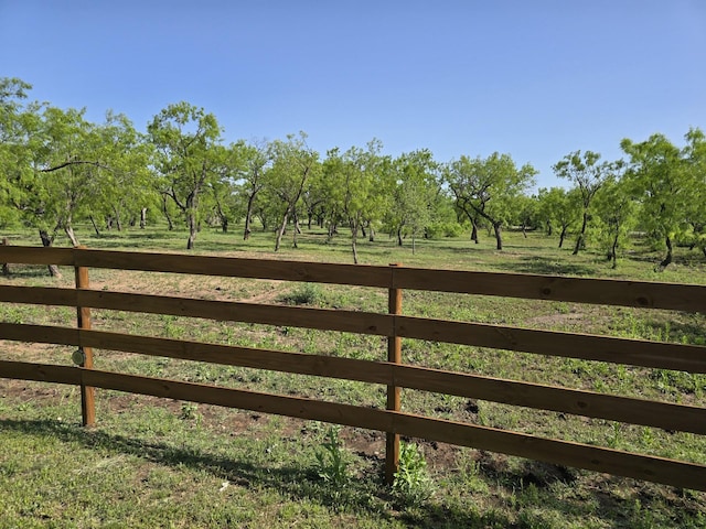 view of gate with fence and a rural view