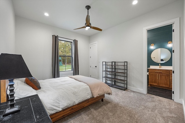 502 Vz County Road 1915, Fruitvale, TX 75127 - carpeted bedroom with baseboards, recessed lighting, and ensuite bathroom
