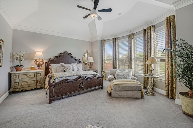 3429 Lochside, The Colony, TX 75056 - carpeted bedroom featuring crown molding, baseboards, a ceiling fan, and multiple windows