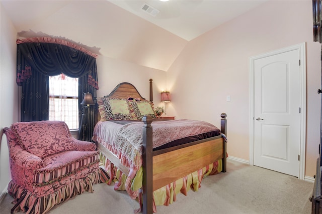3429 Lochside, The Colony, TX 75056 - carpeted bedroom with baseboards, visible vents, and vaulted ceiling