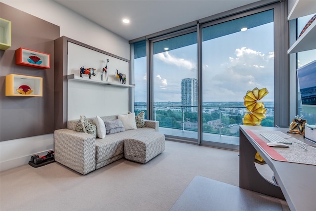 3130 N Harwood St Unit 901, Dallas, TX 75201 - carpeted living room featuring expansive windows