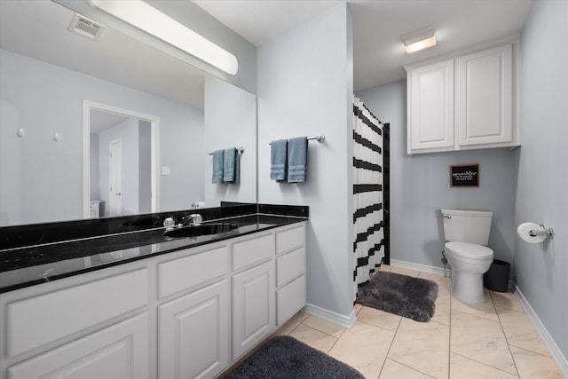 411 Pecan Point Dr, Kerens, TX 75144 - full bathroom with visible vents, baseboards, toilet, and vanity