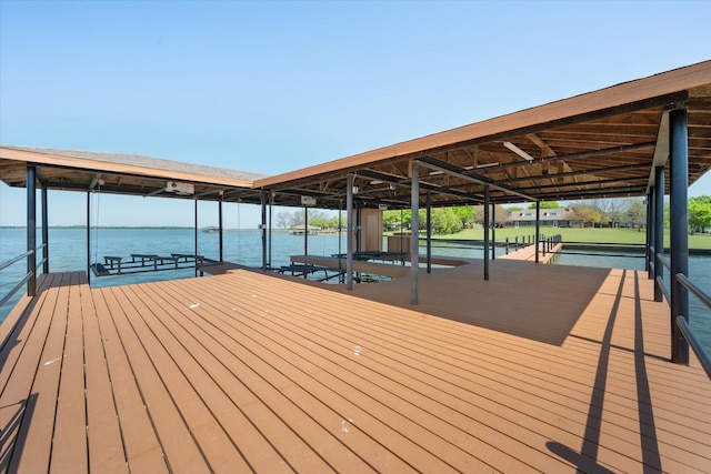 411 Pecan Point Dr, Kerens, TX 75144 - view of dock featuring boat lift and a water view
