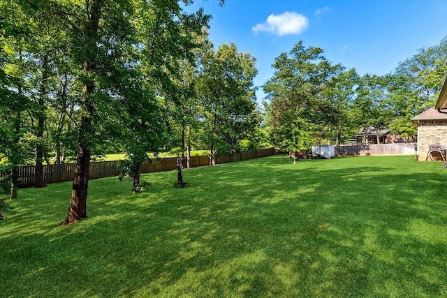 view of yard featuring a fenced backyard