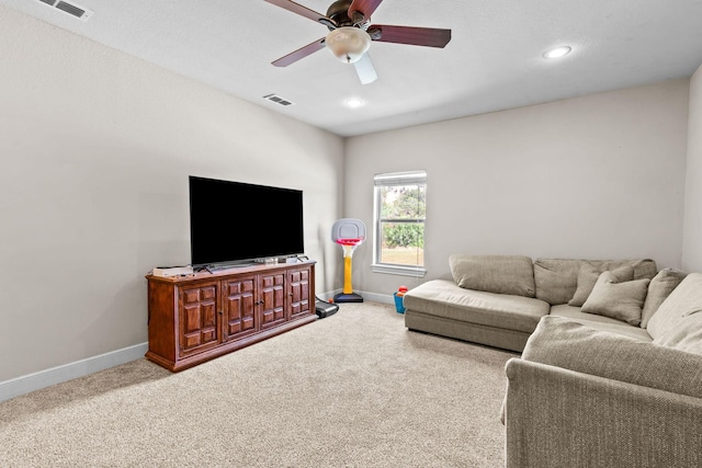 150 Cherokee Hills Ln, Abilene, TX 79606 - living room with a ceiling fan, visible vents, and baseboards