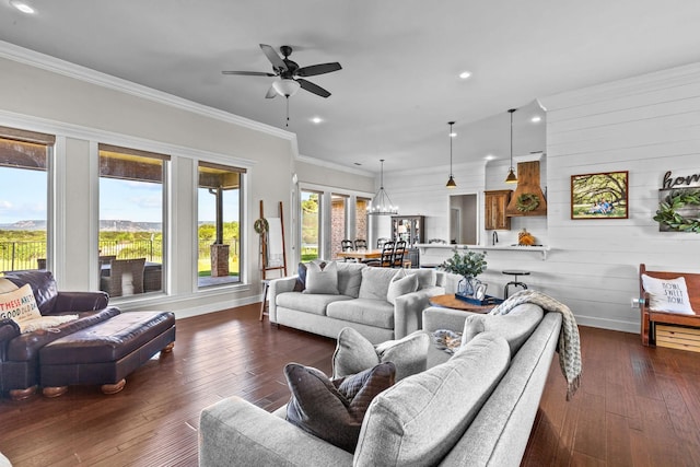 150 Cherokee Hills Ln, Abilene, TX 79606 - living room with dark wood finished floors, recessed lighting, a ceiling fan, and baseboards