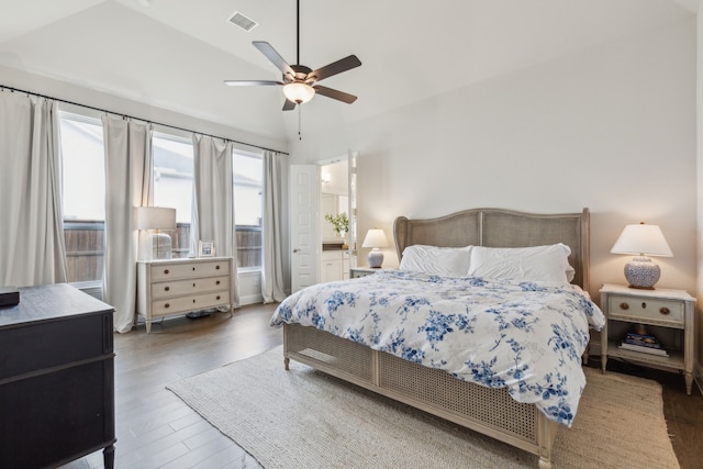 14000 Walsh Ave, Fort Worth, TX 76008 - bedroom featuring wood finished floors, lofted ceiling, and a ceiling fan