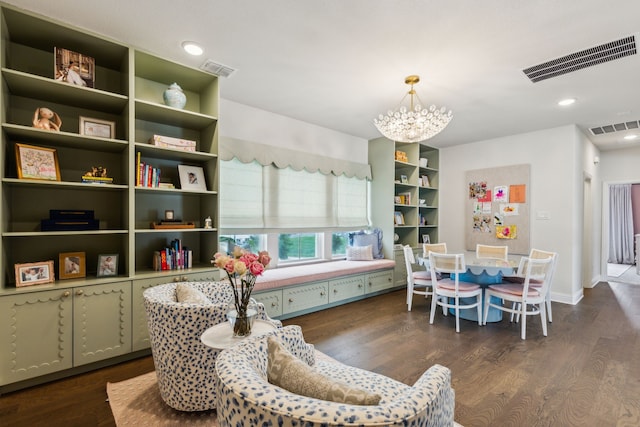 14000 Walsh Ave, Fort Worth, TX 76008 - sitting room featuring a chandelier, dark wood finished floors, and baseboards