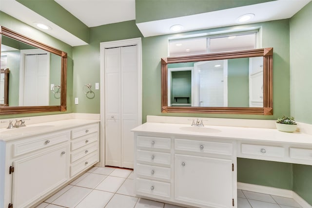 full bath featuring tile patterned flooring and vanity