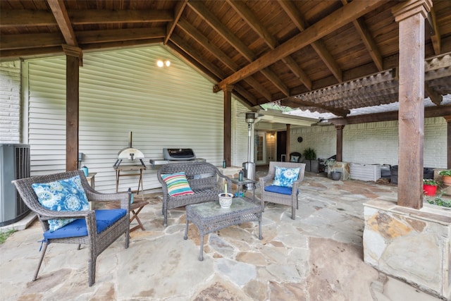 12312 Cox Ln, Dallas, TX 75244 - view of patio with cooling unit, a pergola, and outdoor lounge area