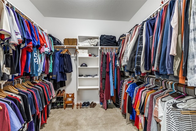walk in closet featuring carpet