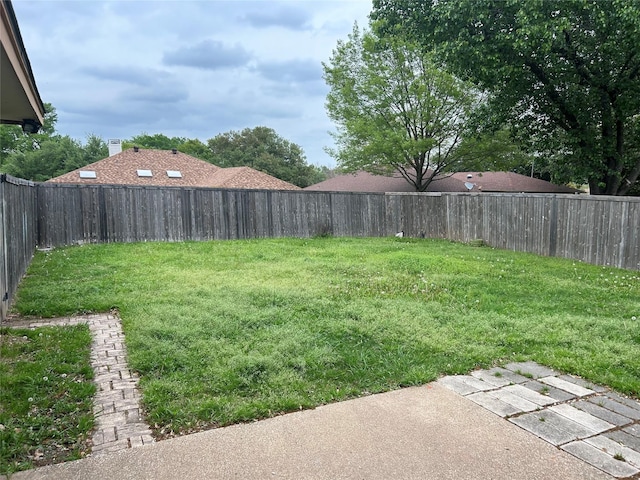 view of yard featuring a fenced backyard