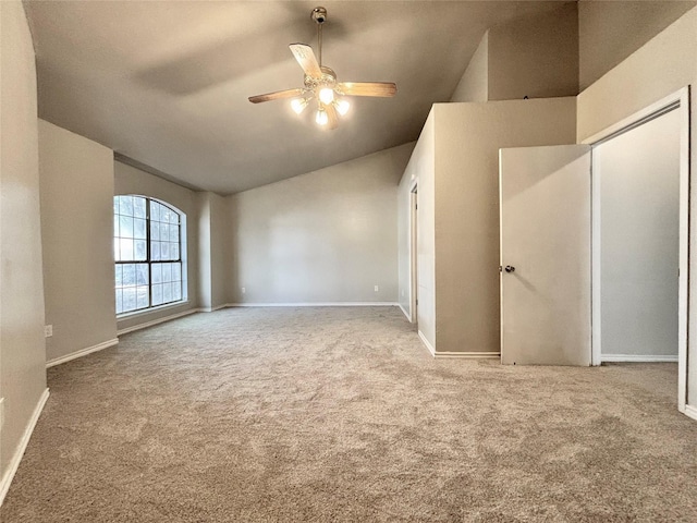 1809 Ramada Dr, Waco, TX 76712 - unfurnished bedroom with lofted ceiling, carpet floors, and a ceiling fan