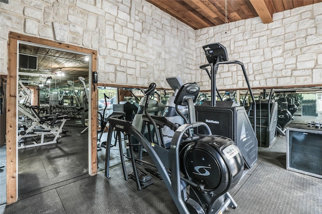 11588 Wild Rose Ln, Anna, TX 75409 - gym with wood ceiling