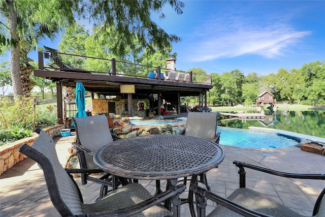 11588 Wild Rose Ln, Anna, TX 75409 - exterior space with outdoor dining space, an infinity pool, and a jacuzzi