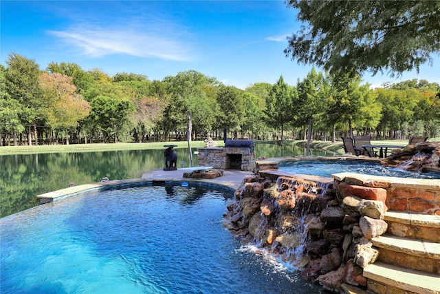 11588 Wild Rose Ln, Anna, TX 75409 - pool with an outdoor stone fireplace