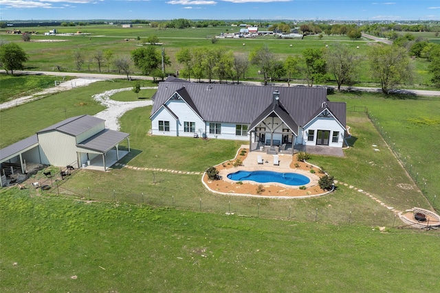 drone / aerial view with a rural view