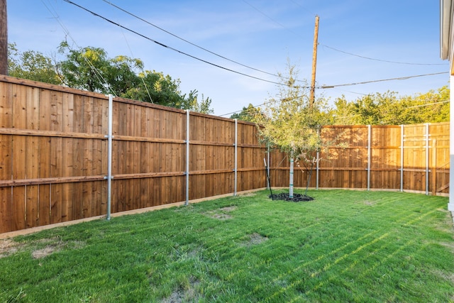 view of yard with a fenced backyard