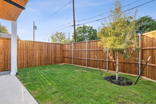 view of yard with a fenced backyard