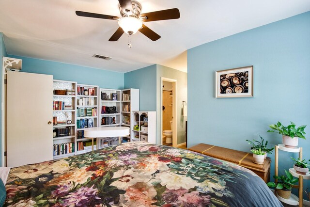 2403 Leslie St, Denton, TX 76205 - bedroom featuring ceiling fan and ensuite bathroom