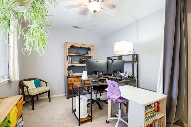 2403 Leslie St, Denton, TX 76205 - office featuring a ceiling fan and light colored carpet
