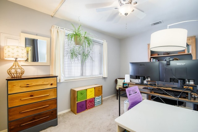 2403 Leslie St, Denton, TX 76205 - office with carpet flooring, ceiling fan, and baseboards