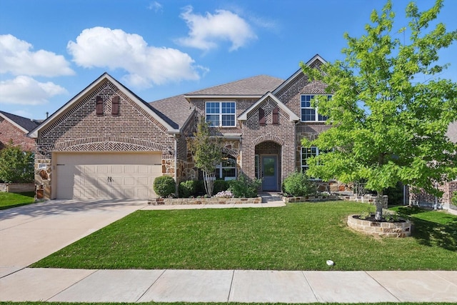 1146 Berrydale Dr, Northlake, TX 76226 - traditional home with brick siding, a front lawn, driveway, and a garage