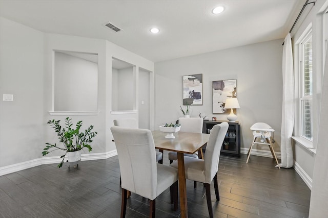 1146 Berrydale Dr, Northlake, TX 76226 - dining area with dark wood-style floors, recessed lighting, and healthy amount of natural light