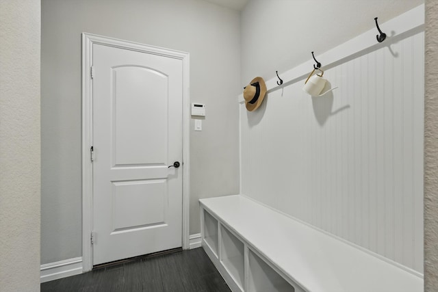 1146 Berrydale Dr, Northlake, TX 76226 - mudroom featuring baseboards and dark wood-type flooring