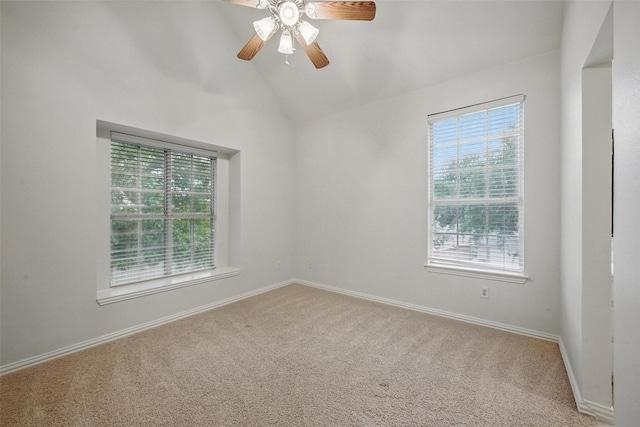 619 Uvalde Ct, Allen, TX 75013 - carpeted empty room with baseboards, ceiling fan, and lofted ceiling