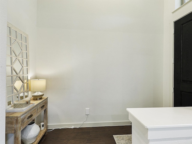 1267 Casselberry Dr, Flower Mound, TX 75028 - office space with baseboards and dark wood-style floors
