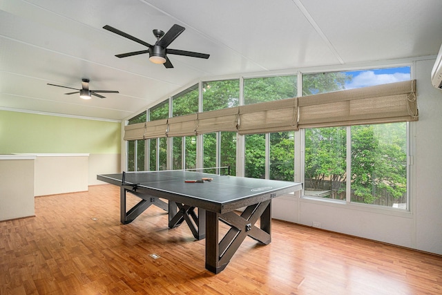7324 Old Mill Run, Fort Worth, TX 76133 - recreation room featuring a ceiling fan, wood finished floors, and lofted ceiling