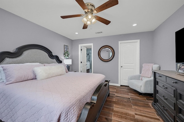 717 S Elm St, Sherman, TX 75090 - bedroom featuring dark wood-type flooring, visible vents, recessed lighting, and baseboards