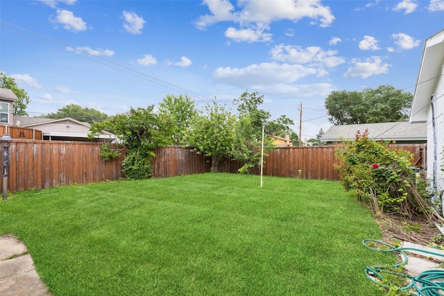 view of yard featuring a fenced backyard