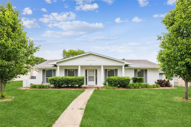 416 Cambridge Dr, Richardson, TX 75080 - ranch-style house featuring a front lawn, a shingled roof, and brick siding