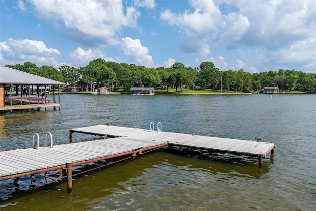view of dock featuring a water view