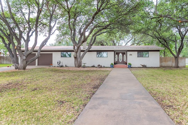 2108 Menard, Brady, TX 76825 - ranch-style home featuring stucco siding, fence, driveway, and a front yard
