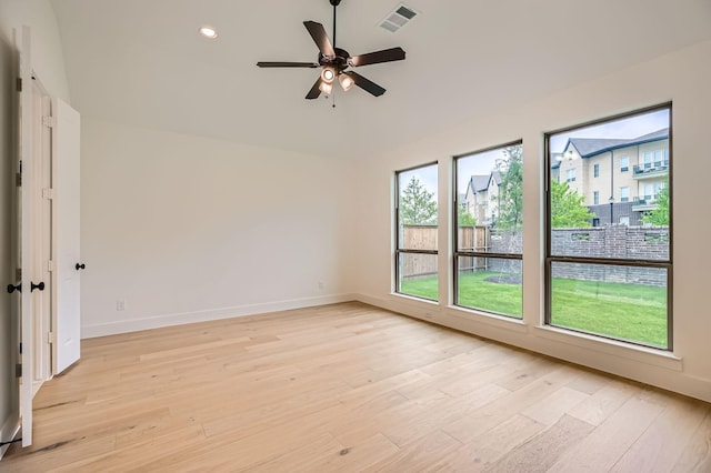 16090 Inca Dove Ct, Frisco, TX 75035 - spare room with healthy amount of natural light, light wood finished floors, baseboards, a ceiling fan, and recessed lighting