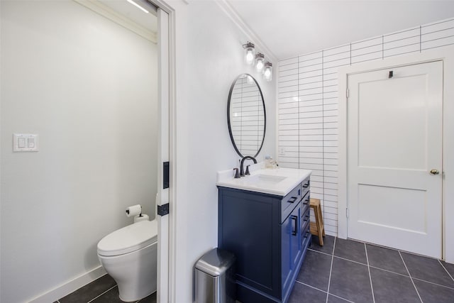 607 Parker St, Mckinney, TX 75069 - bathroom featuring vanity, tile patterned flooring, and toilet