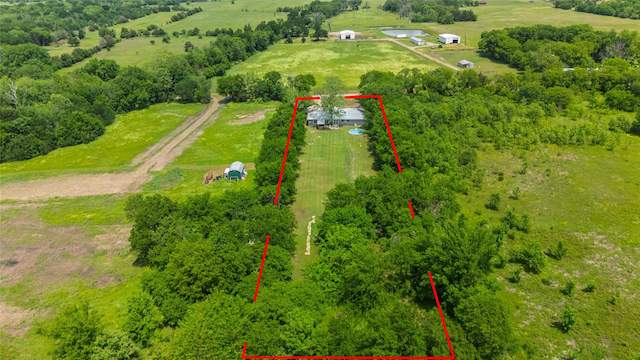 aerial view featuring a rural view
