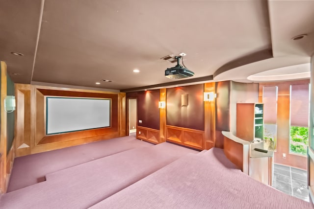 view of carpeted cinema room