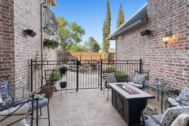 1374 Deer Lake Dr, Frisco, TX 75036 - view of patio / terrace with a fire pit and a fenced backyard