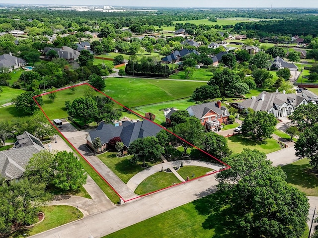 aerial view with a residential view