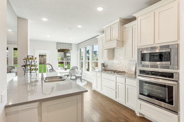 1009 Canuela Way, Justin, TX 76247 - kitchen with a sink, wood finished floors, stainless steel appliances, and light countertops