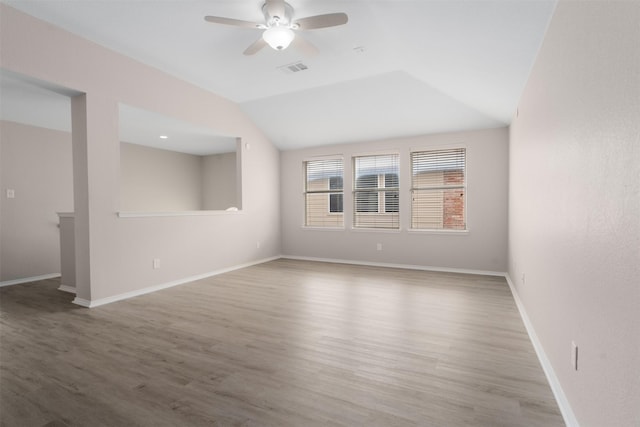 13140 Fencerow Rd, Fort Worth, TX 76244 - spare room with baseboards, ceiling fan, wood finished floors, and lofted ceiling