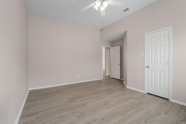 13140 Fencerow Rd, Fort Worth, TX 76244 - unfurnished bedroom featuring light wood-style floors, baseboards, ceiling fan, and visible vents