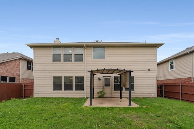 13140 Fencerow Rd, Fort Worth, TX 76244 - rear view of house featuring a lawn, a fenced backyard, a patio area, and a pergola