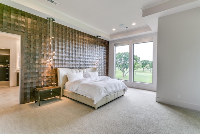 1505 Cottonwood Valley Cir N, Irving, TX 75038 - bedroom featuring carpet, a raised ceiling, and recessed lighting