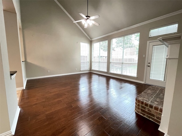 3617 Timothy Dr, Flower Mound, TX 75022 - empty room with wood finished floors, ceiling fan, crown molding, and baseboards