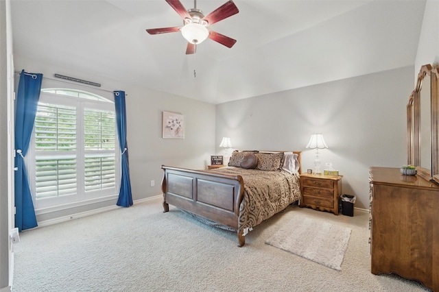3401 Wentworth Way, Highland Village, TX 75077 - bedroom with carpet floors, lofted ceiling, and ceiling fan